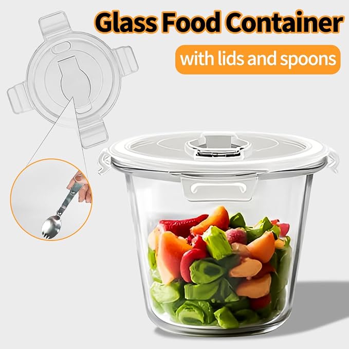 H.JSS WDJS 24oz Round Glass Soup Containers - Image 3
