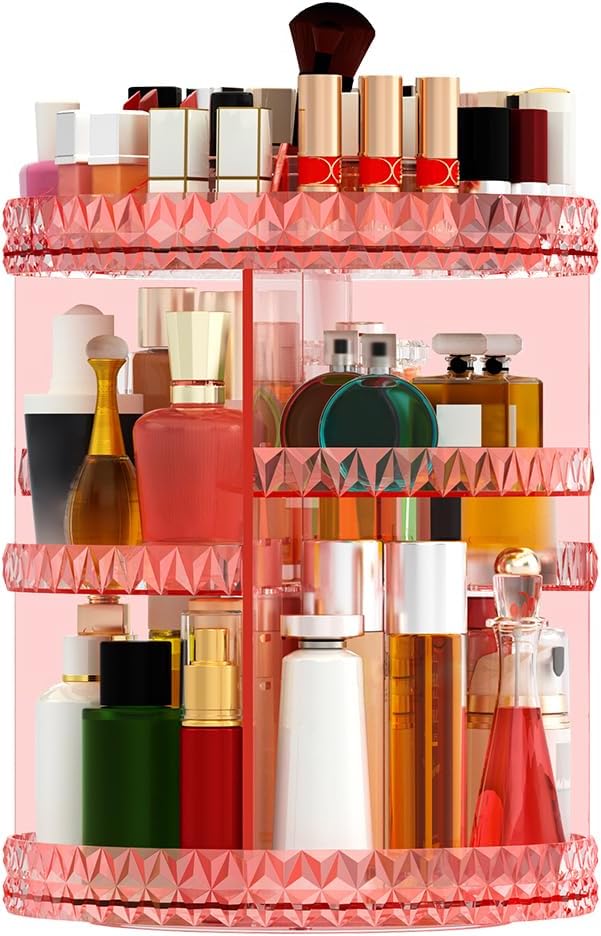 360 Rotating Makeup Organizer, DIY Adjustable Makeup Carousel Spinning Holder by Famitree