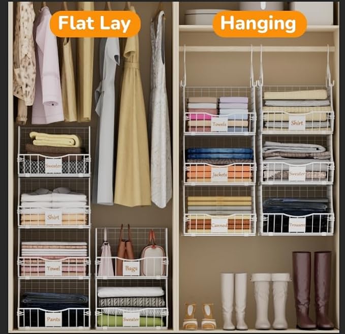 Hanging Closet Organizers and Storage, 5 Tier Closet Shelf Clothes Organizer - Image 4