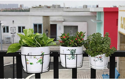 4 Pack Hanging Railing Planters Flower Pot Holders Plant Iron Racks Fence Metal - Image 5
