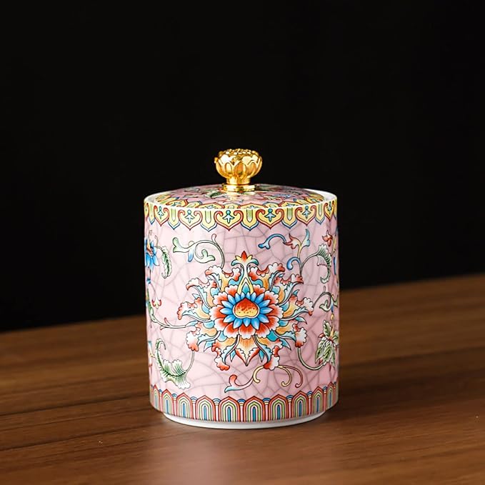 Enamel Ceramic Tea Caddy Tea Canister Tea Storage Container Tins Jar - Image 2