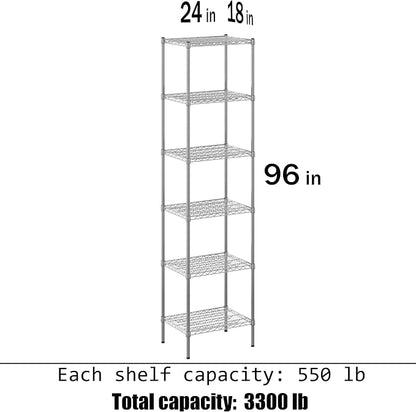 18" Deep x 24" Wide x 96" Height Wire Shelving Kit | 6-Tier | NSF Commercial - Image 3