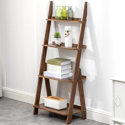 Maydear Bamboo Ladder Shelf Bookcase, 4-Tier Leaning Bookshelf Free Standing by Maydear