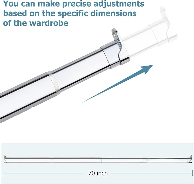 Heavy Duty Oval Closet Rod for Hanging Clothes, 51-70 Inch Adjustable Closet - Image 3