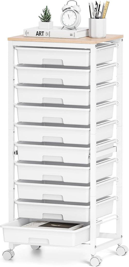 Rolling Cart with Drawers, 10 Drawer Rolling Cart, Storage Cart with Wheels by SYKIARIOL