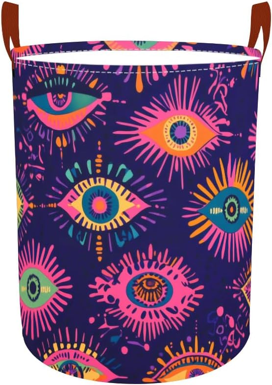 Laundry Baskets 15.7x19.7 Inch Large Colorful Eye Pattern Collapsible Laundry by Wdesyadms