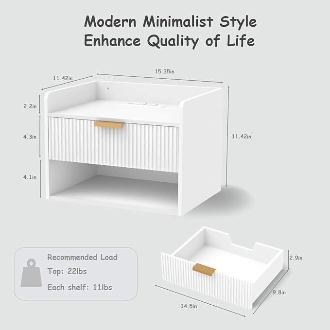 Arbuxzuy Floating Nightstand Set of 2 - Image 2