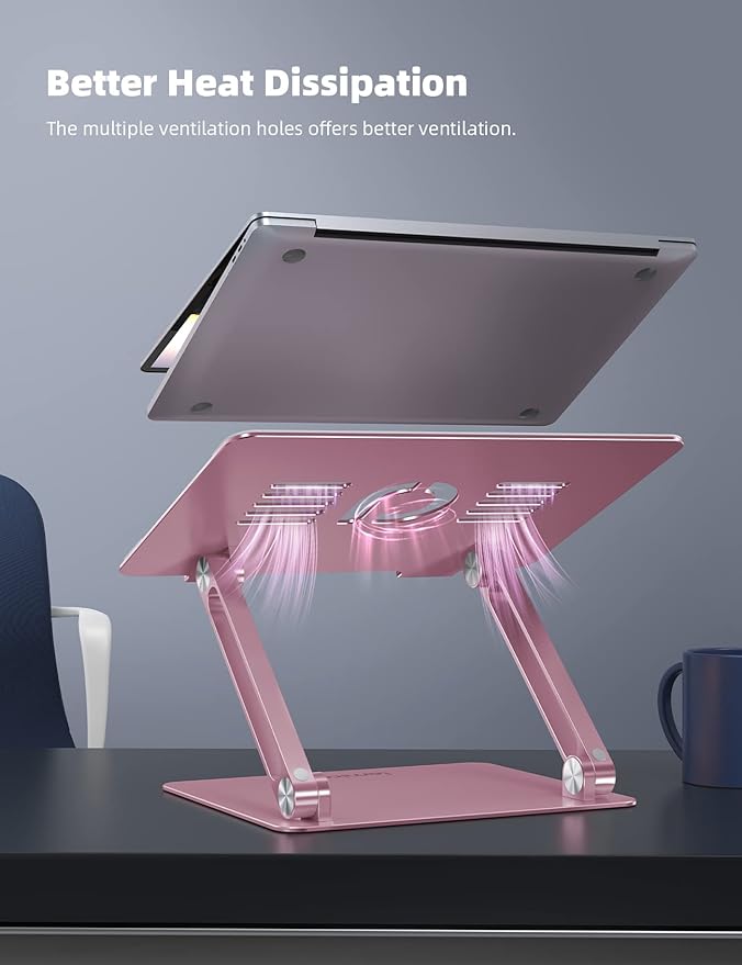 Lamicall Adjustable Laptop Stand, Portable Laptop Riser, Aluminum Laptop Stand - Image 3