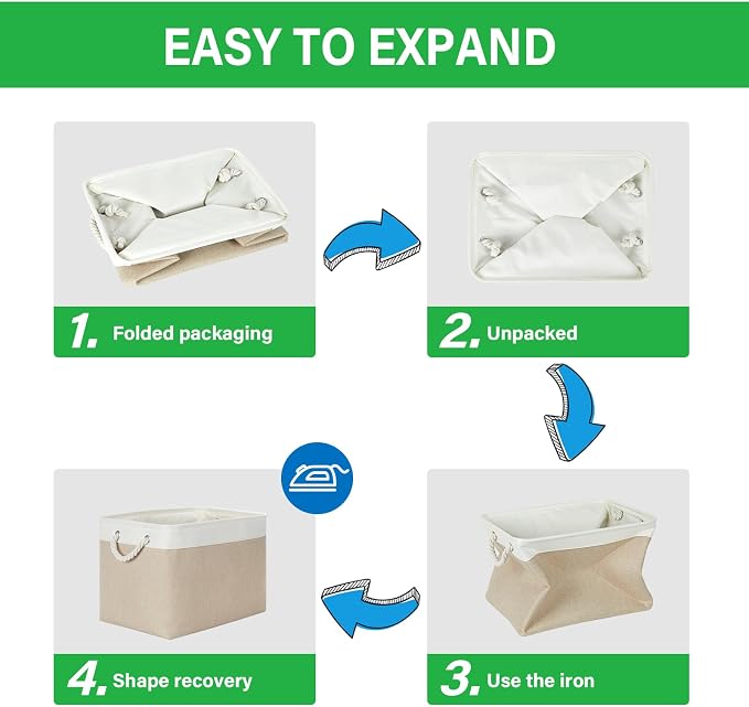 Bidtakay Large Storage Baskets for Organizing Fabric Closet Organizers Storage - Image 7