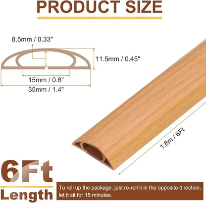 HARFINGTON 6ft Cord Cover Floor W0.6 x H0.33 Inner Channel PVC Hide Extension - Image 2
