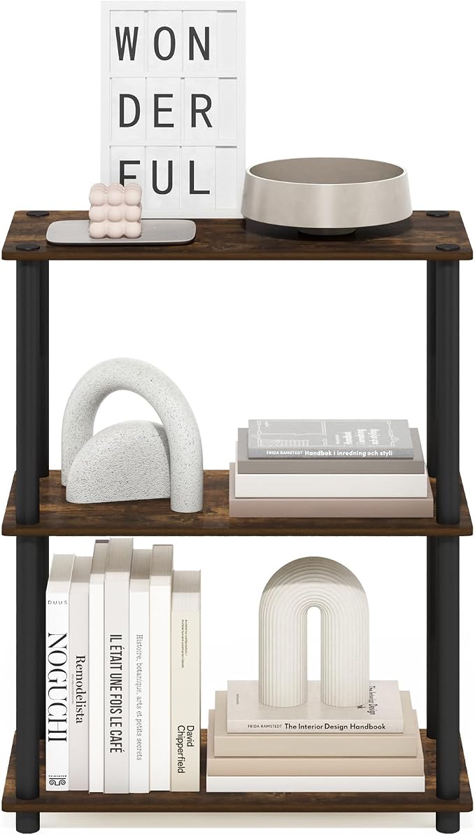Furinno Turn-N-Tube Storage Shelves, 3-Tier Book Shelf, Corner Shelf, Toolless - Image 6