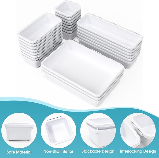 25 PCS Drawer Organizer Set, 4 Size Makeup Drawer Divider Organizer - Image 3