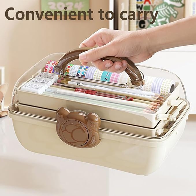 Cute Hair Accessories Organizer 3-Layers Kids Jewelry Storage Box Plastic Hair - Image 4