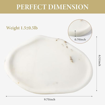 Koville Luxurious White Marble Vanity Tray, Cloud Shape Serving Stone Key Tray - Image 3