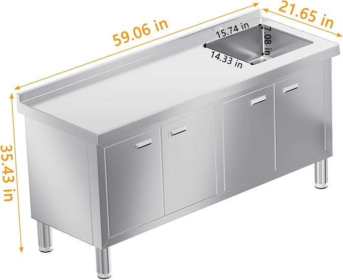 WWK 59" x 21" Stainless Steel Sink - Image 6