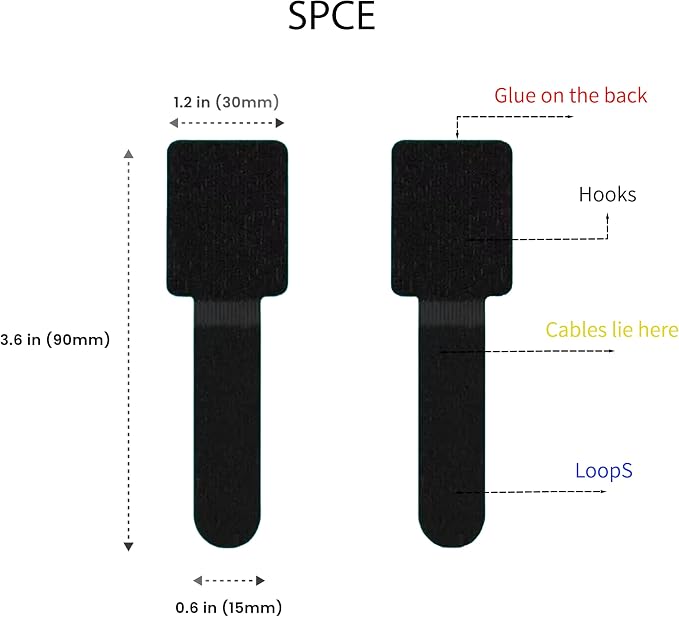 50PCS Hook and Loop Cable Straps, Cable Management Under Desk, Self Adhesive - Image 2