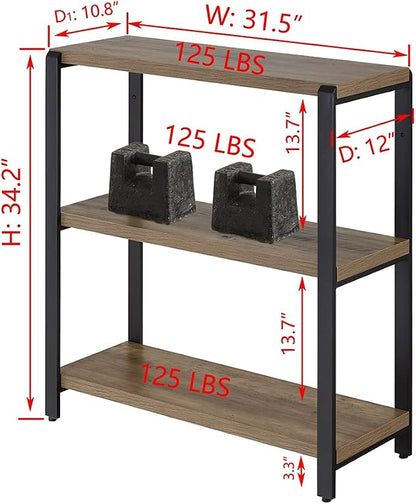 FOLUBAN 3 Tier Bookshelf, Industrial Bookcase and Book Shelves - Image 2