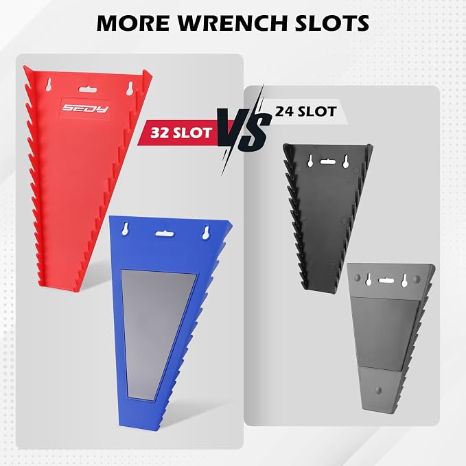 2-Pack Magnetic Wrench Organizer, 32-Slot Premium Wrench Rack Holder Tool Trays - Image 3