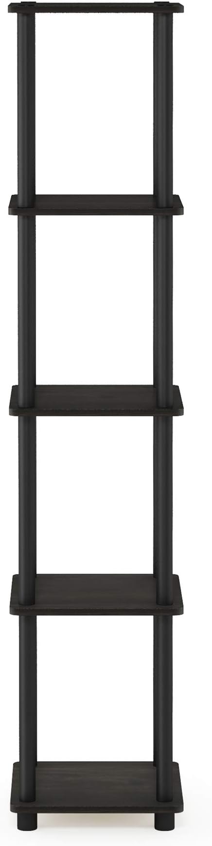 FURINNO Turn-N-Tube 5-Tier Corner Square Rack Display Shelf, Espresso/Black - Image 7