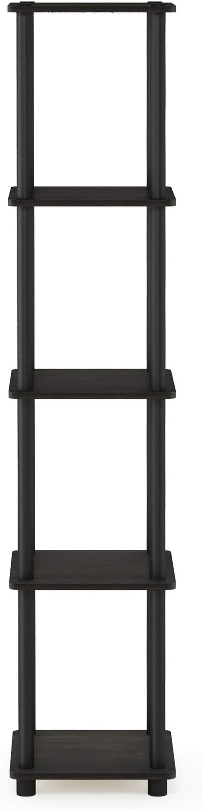 FURINNO Turn-N-Tube 5-Tier Corner Square Rack Display Shelf, Espresso/Black - Image 7