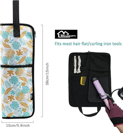 WK IEASON Hair Flat Iron Case Holder Canvas Bag Heat Resistant Curling Iron - Image 3