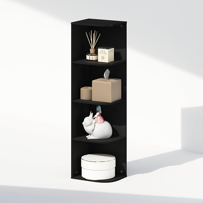 Furinno Reed Corner Shelf, 4-Tier Corner Bookshelf, Book Shelf, Corner Shelves - Image 5
