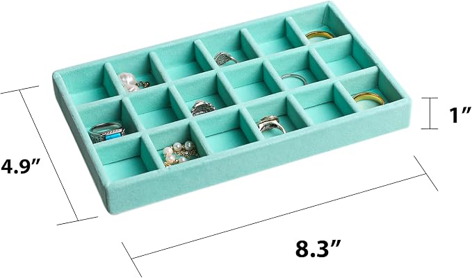Frebeauty Jewelry Organizer Tray, Stackable Velvet Jewelry Trays, Drawer - Image 2