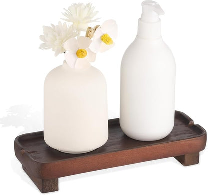 Wood Riser Small Decorative Tray Sink Soap Dish, Vanity Tray Pedestal Stand 8.7 by Hiitytin