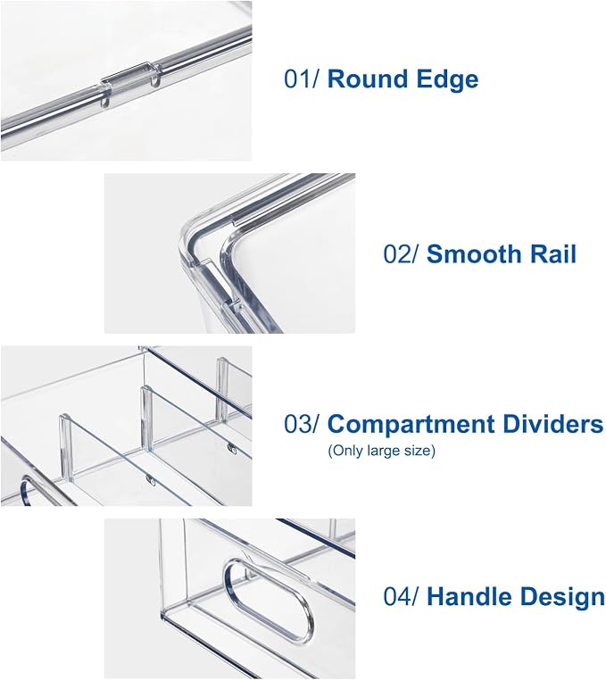 Fridge Drawer Pull Out Stackable Bins, Fridge Organizer Storage - Image 3