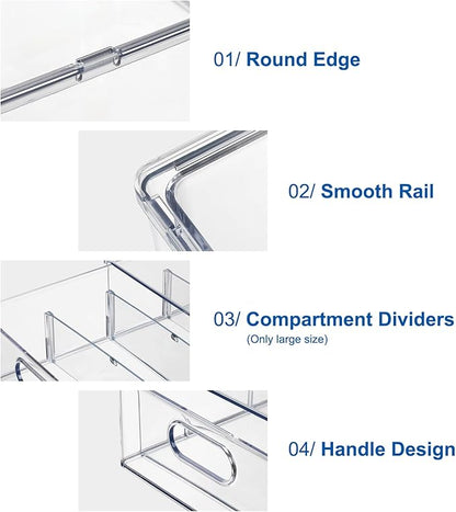 Fridge Drawer Pull Out Stackable Bins, Fridge Organizer Storage - Image 3