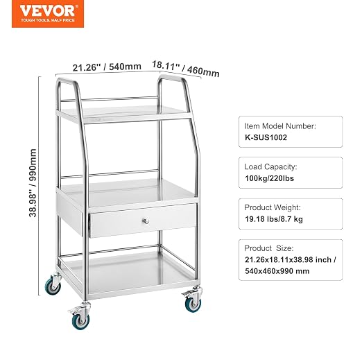 VEVOR Stainless Steel Utility Cart - Image 7