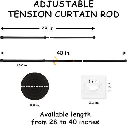 Cupboard Bars Tension Rods, 2 Pack Spring Tensions Rods 28-40 Inches Steel - Image 2
