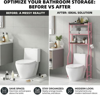 GloTika 3-Tier Over Toilet Storage, 150lb Capacity, Carbon Steel, Freestanding - Image 7