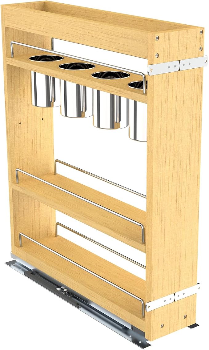 Pull Out Cabinet Organizer 8" Soft-Close Wood Pullout Shelf Organizer by Pulloutor