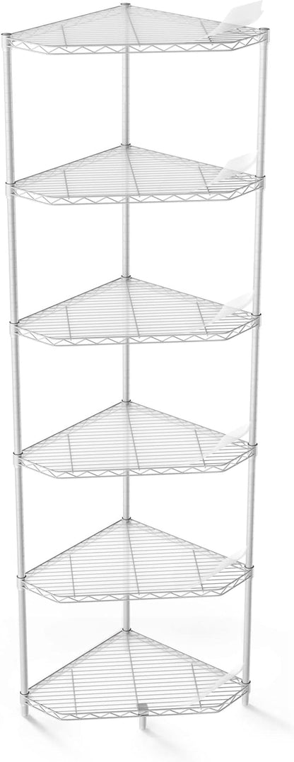 6 Tier NSF Metal Corner Shelf Wire Shelving Unit, 600lbs Capacity Heavy Duty by pouseayarMassageTable