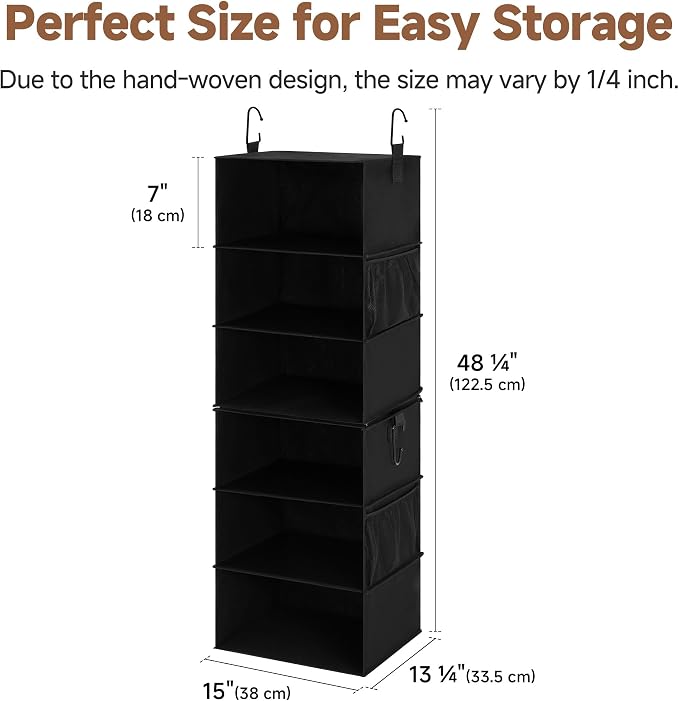 StorageWorks Hanging Closet Organizer 6-Shelf, Jumbo Separable Two 3 Shelf - Image 3