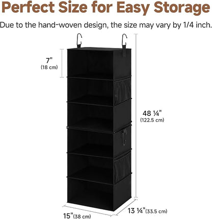 StorageWorks Hanging Closet Organizer 6-Shelf, Jumbo Separable Two 3 Shelf - Image 3