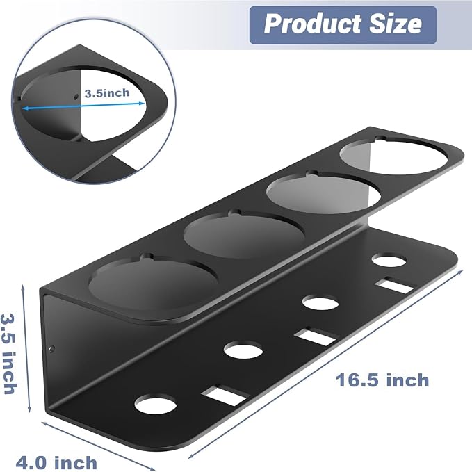 WALMANN Wall Mount Spray Bottle Holder, Metal Spray Can Storage Rack - Image 3