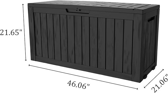 75 Gallon Deck Box, Resin Outdoor Indoor Waterproof Storage Box, Lockable - Image 2