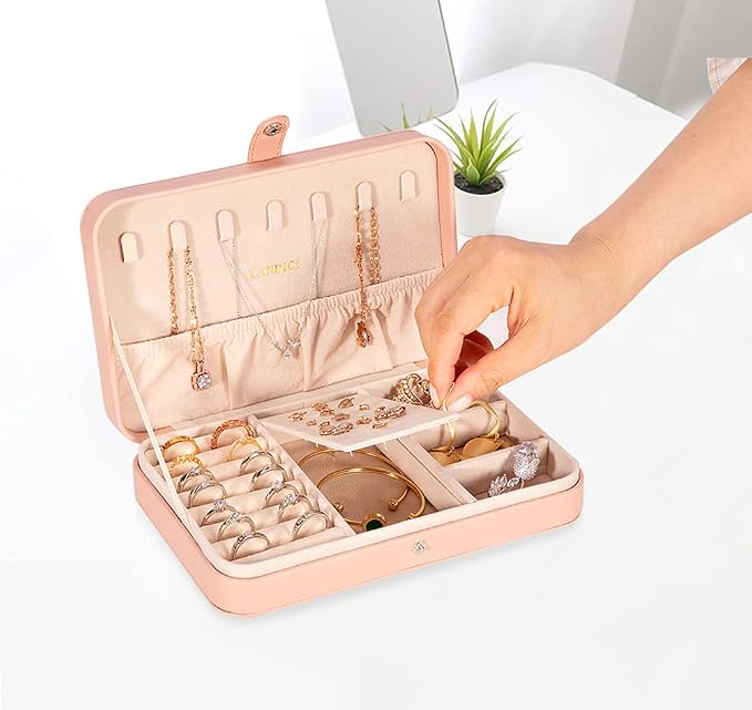 LANDICI Small Jewelry Box for Women Girls, PU Leather Travel Jewelry Case - Image 5
