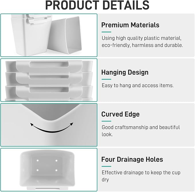5 Pack Hanging Cup Holders, Space Saving Hanging Storage Basket Pencil Holder - Image 2