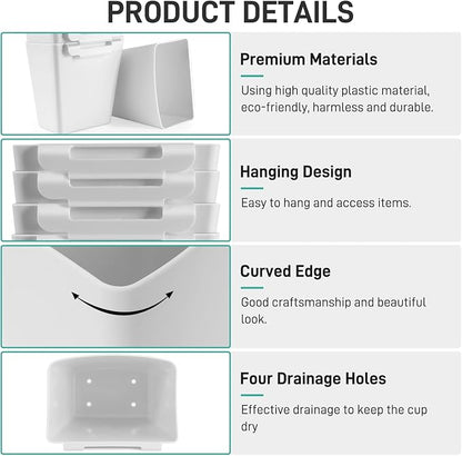 5 Pack Hanging Cup Holders, Space Saving Hanging Storage Basket Pencil Holder - Image 2