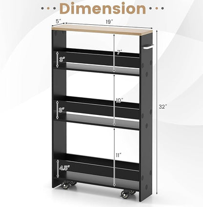 MAT EXPERT Slim Rolling Storage Cart, 4-Tier Freestanding Slim Storage Cart - Image 8