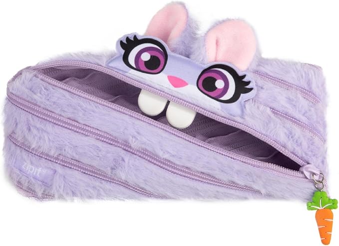 ZIPIT Bunny Pencil Case for Girls, Cute Zipper Pouch for Kids Teens, Stationery by ZIPIT
