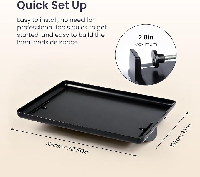 WELTOKE Bedside Shelf for Dorm Bed, Clip on Floating Bedside Table, Bunk Bed - Image 2