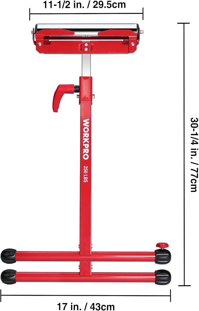 WORKPRO Folding Roller Stand Height Adjustable, Heavy Duty 250 LB Load Capacity - Image 3