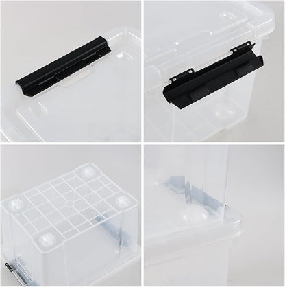 4-Pack 24 Quart Storage Box, Built-In Rolling Wheels, Space-Saving Stackable - Image 3