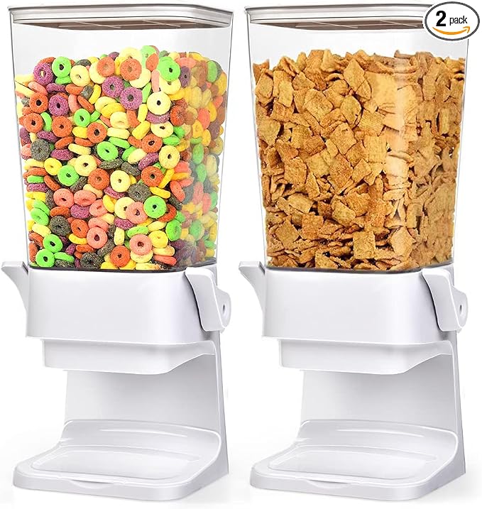 Cereal Dispenser Countertop 2 Pack 5.5 Qt Large Cereal Storage Container Holder by Mivvosakuki