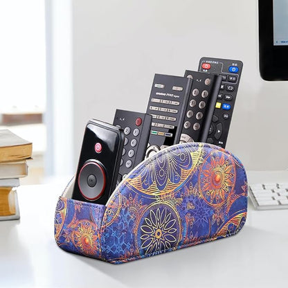 TV Remote Control Holder with 5 Compartments, Pu Leather Remote Caddy/Box/Tray - Image 2