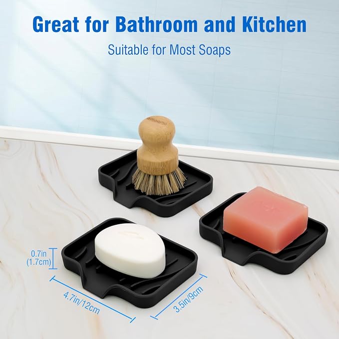 3-Pack Silicone Soap Dish Set – Bar Soap Holder - Image 6